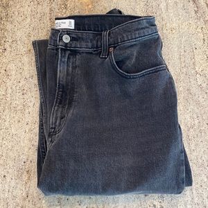 Abercrombie and Fitch 90s straight ultra high rise curve love jeans in black.